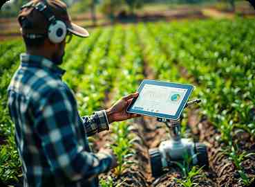 Farmer using Famtech application